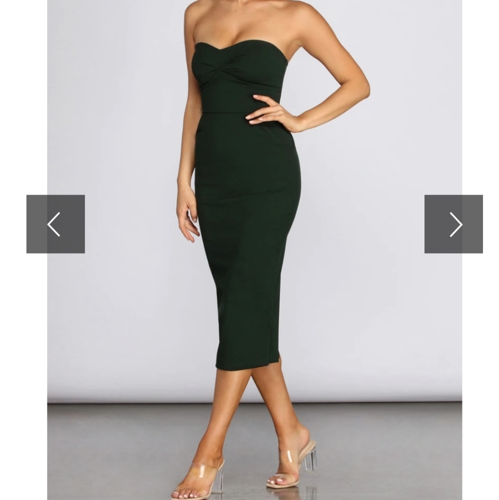 LYLA FORMAL CREPE  MIDI DRESS